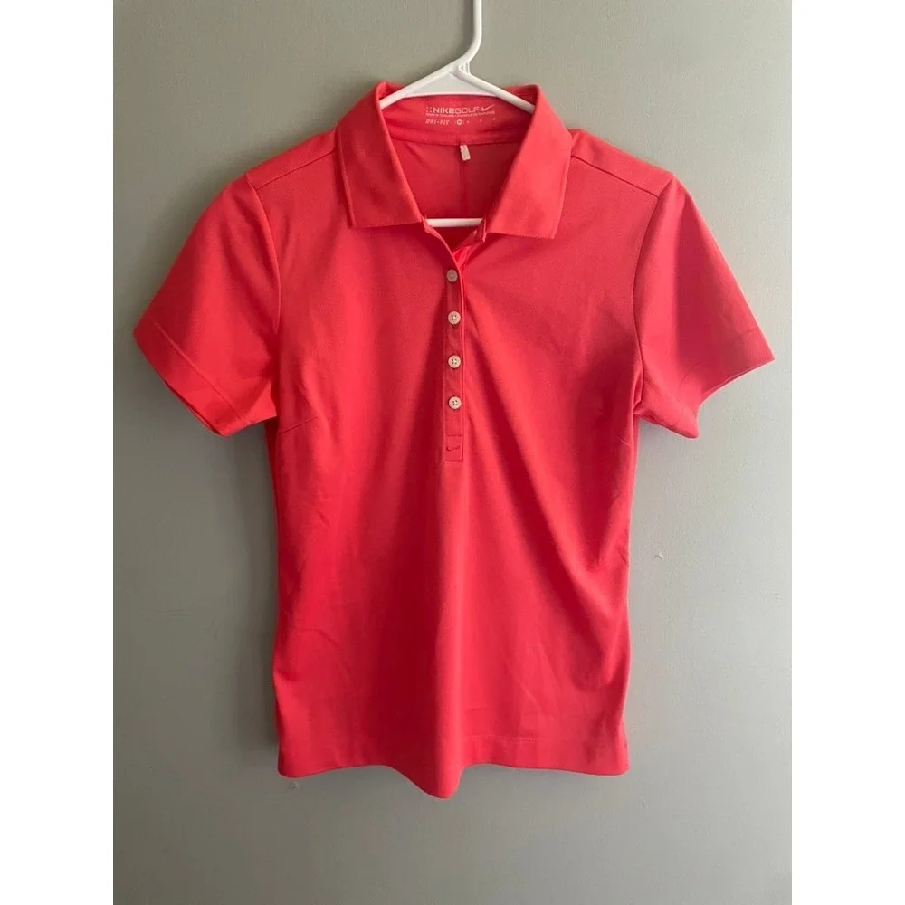 Nike Golf Dri-FIT Polo Shirt Women's Medium Pink Coral Athletic Golf Performance